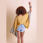 Geometric Embroidered Sleeve Kimono - VacationGrabs
