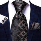 Men's Accessories - Ties Geometric Pattern Neckties For Men Silk Tie Sets Square Cufflinks