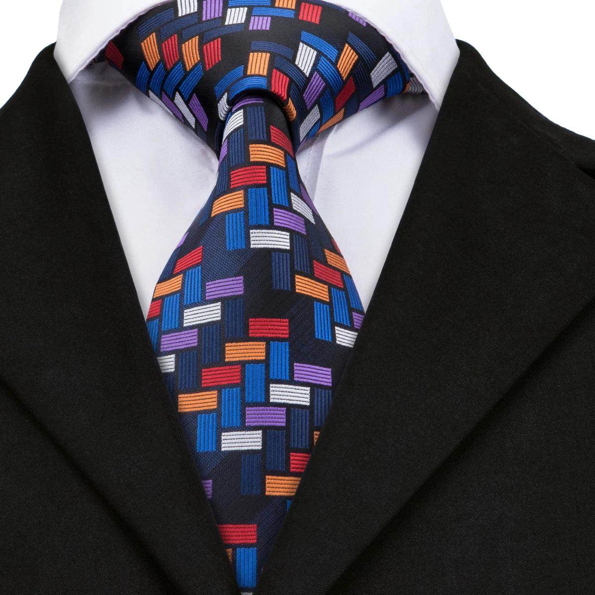 Men's Accessories - Ties Geometric Pattern Neckties For Men Silk Tie Sets Square Cufflinks