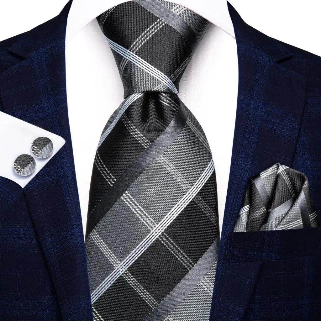 Men's Accessories - Ties Geometric Pattern Neckties For Men Silk Tie Sets Square Cufflinks