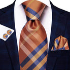 Men's Accessories - Ties Geometric Pattern Neckties For Men Silk Tie Sets Square Cufflinks