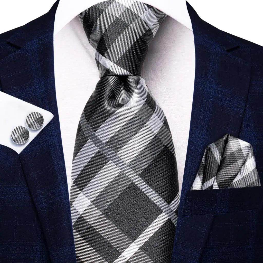 Men's Accessories - Ties Geometric Pattern Neckties For Men Silk Tie Sets Square Cufflinks