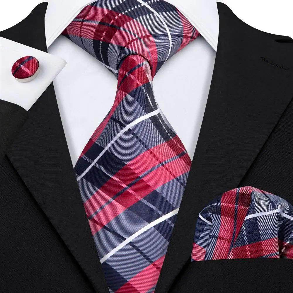 Men's Accessories - Ties Geometric Pattern Neckties For Men Silk Tie Sets Square Cufflinks