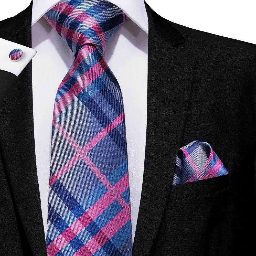 Men's Accessories - Ties Geometric Pattern Neckties For Men Silk Tie Sets Square Cufflinks