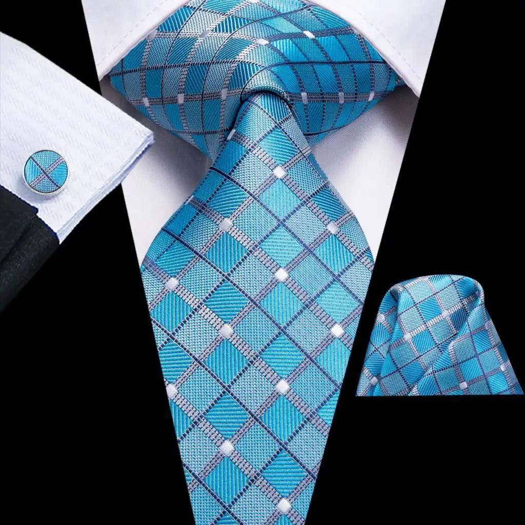 Men's Accessories - Ties Geometric Pattern Neckties For Men Silk Tie Sets Square Cufflinks