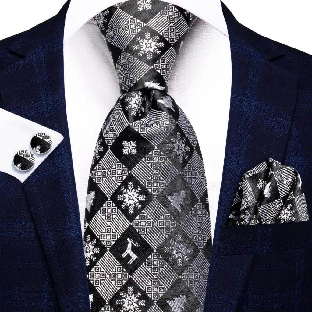 Men's Accessories - Ties Geometric Pattern Neckties For Men Silk Tie Sets Square Cufflinks