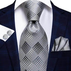 Men's Accessories - Ties Geometric Pattern Neckties For Men Silk Tie Sets Square Cufflinks