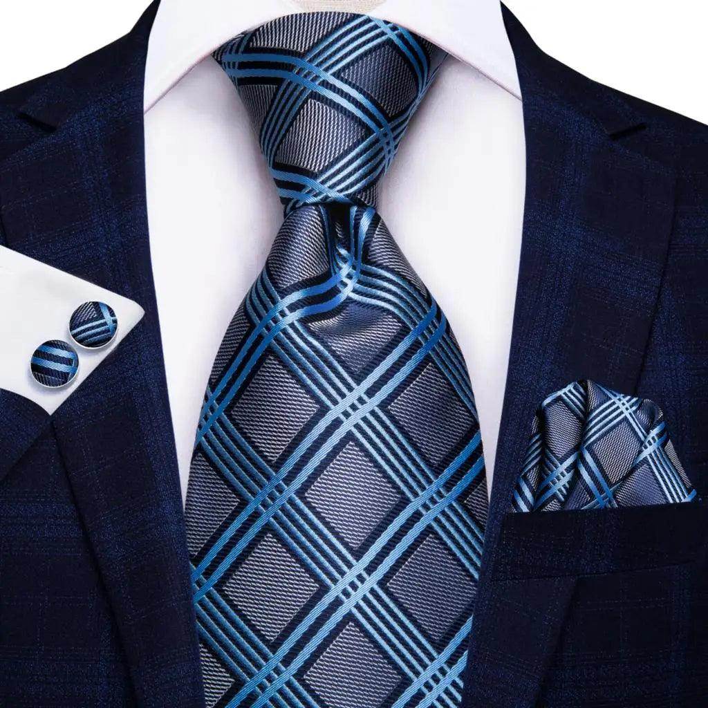 Men's Accessories - Ties Geometric Pattern Neckties For Men Silk Tie Sets Square Cufflinks