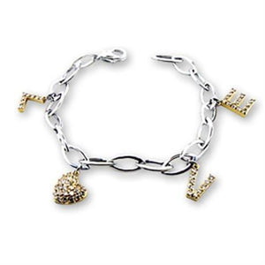 Silver Charm Bracelet with Love Letters and Heart Pendant, perfect as gift jewelry