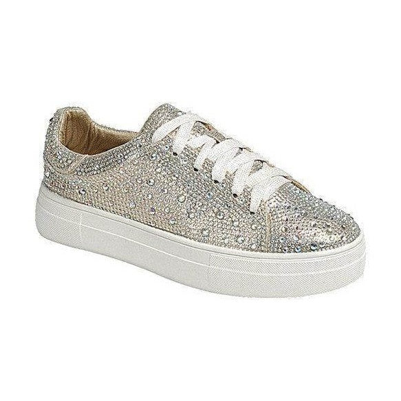 Glitter low top sneakers from Let's See Style with sparkling embellishments and white laces