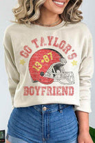 Go Taylors Boyfriend Football Graphic Sweatshirt - VacationGrabs