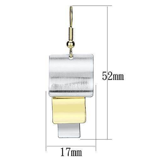 Stylish gold and rhodium iron earrings in a modern design with unique metal layering