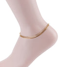 Elegant gold anklet for women displayed on ankle with minimalist design by Bella Chic