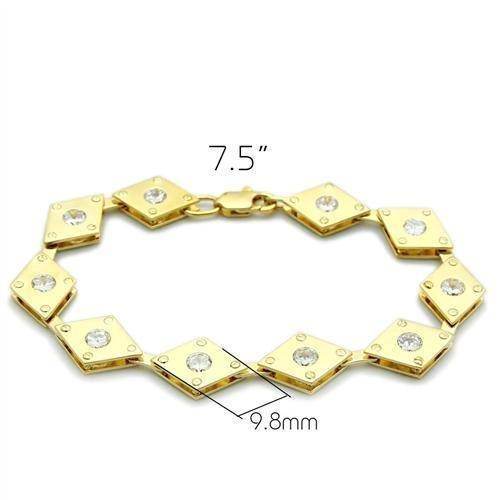 Stylish gold brass bracelet for women featuring diamond-like accents and a secure clasp