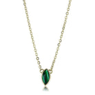 Gold chain necklace with green pendant featuring a marquise-shaped design for elegant style