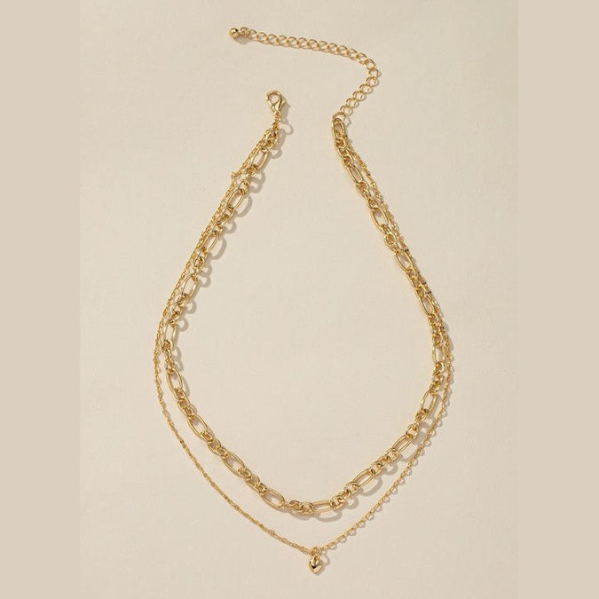 Gold layered chain necklace with various link styles vacation jewelry for women by LA3accessories