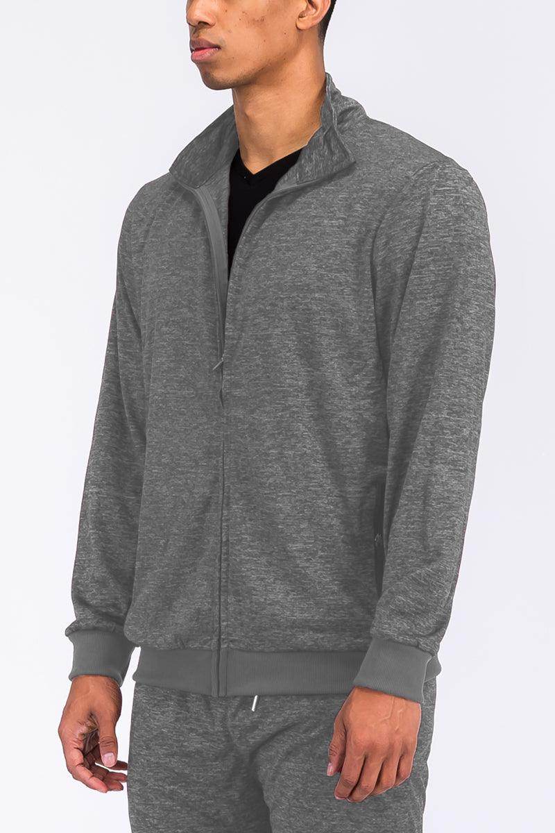 Grey Marbled Light Weight Active Track Jacket - VacationGrabs