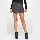 Miley + Molly grey mini wrap skirt with stylish side pocket and chic design for casual wear