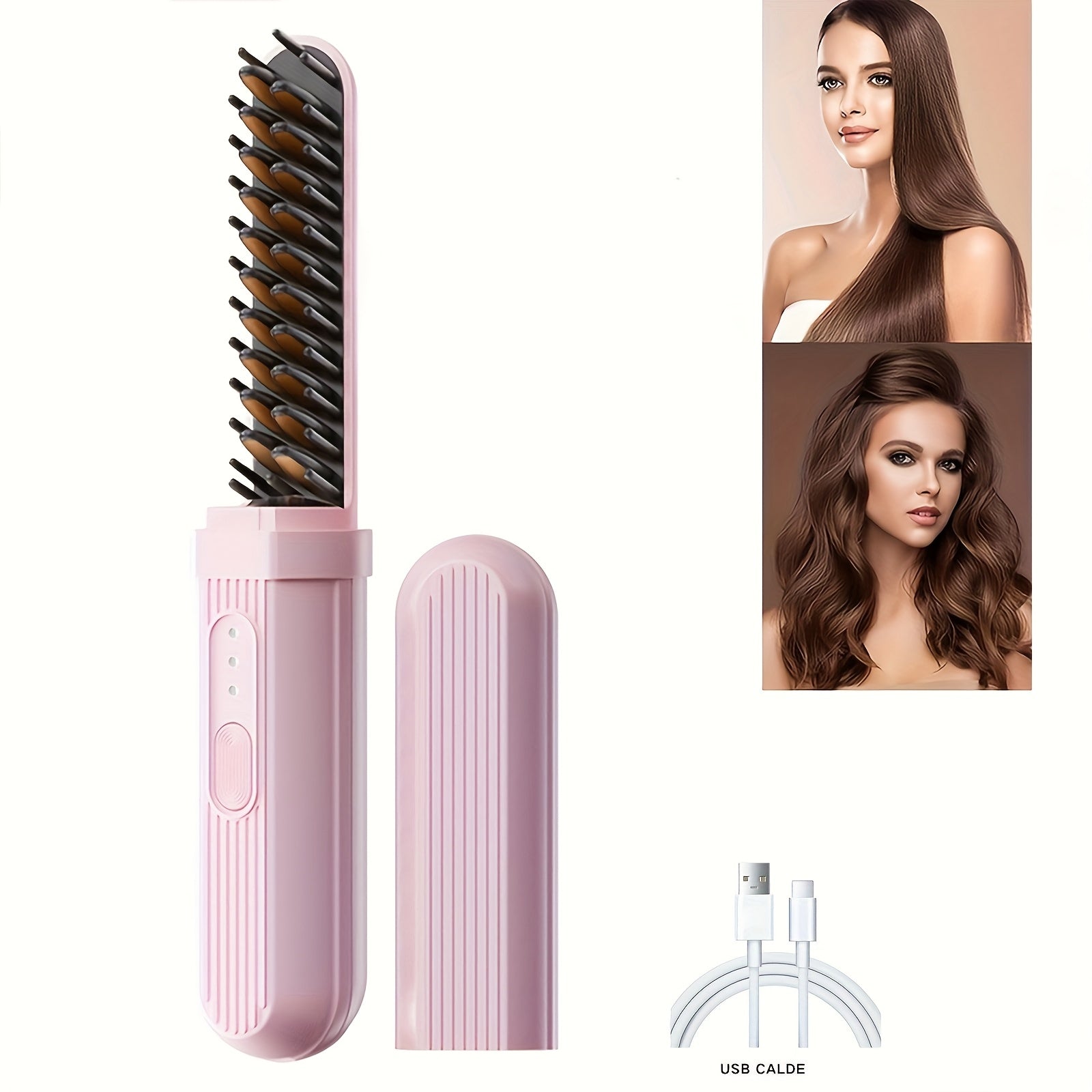 Pink hair straightener comb with easy grip for smooth styling