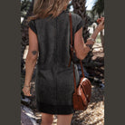 Half Zip Cap Sleeve Mini Dress - VacationGrabs