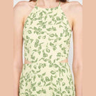 Emory Park halter neck floral mini dress featuring a trendy cut-out design with green leaf patterns
