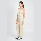 Emory Park halter neck jumpsuit open back in beige with a stylish and comfortable fit