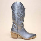 Hanan-Embroidery Western Boots - VacationGrabs