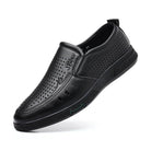 VacationGrabs handmade casual slide on shoes in sleek black with breathable perforations