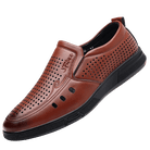 VacationGrabs handmade casual slide on shoes in brown with perforated design for breathability