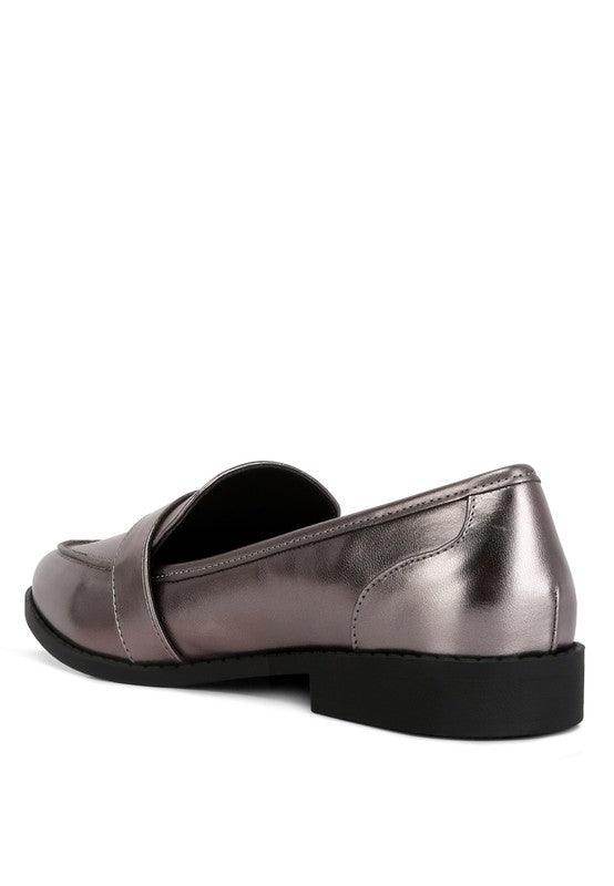 Haruka Metallic Faux Leather Loafers - VacationGrabs