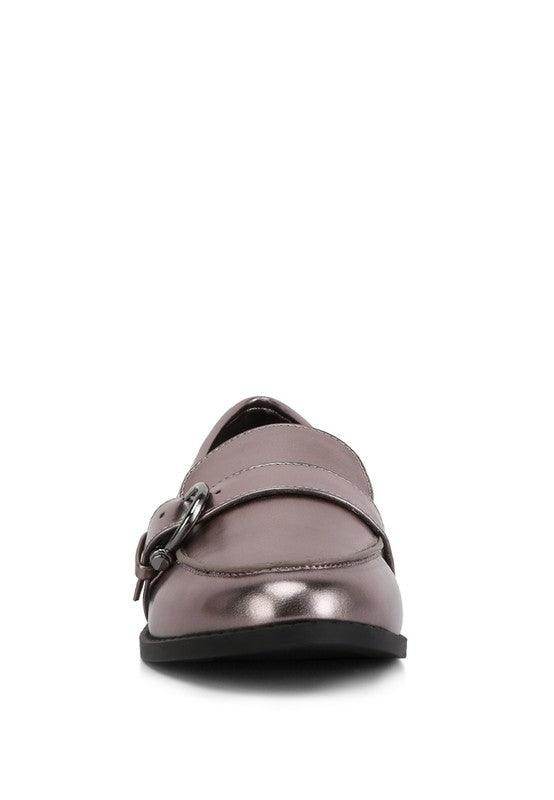 Haruka Metallic Faux Leather Loafers - VacationGrabs
