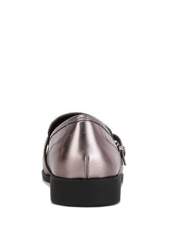 Haruka Metallic Faux Leather Loafers - VacationGrabs