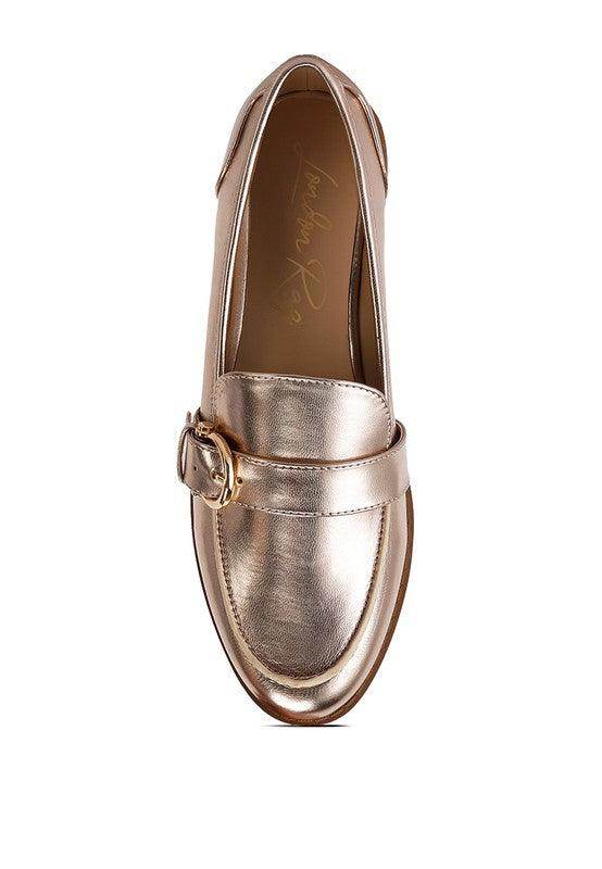 Haruka Metallic Faux Leather Loafers - VacationGrabs