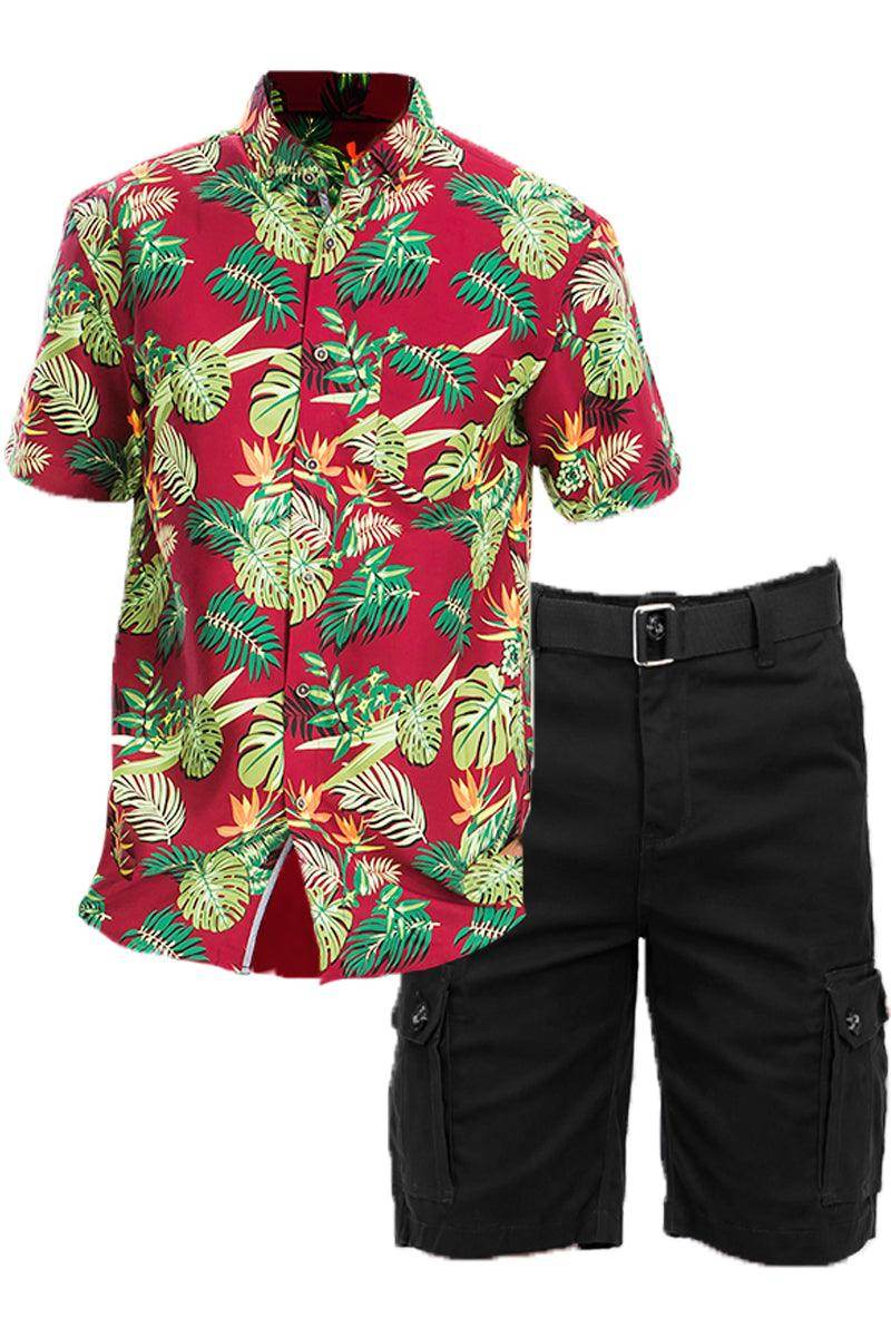 Hawaiian Tropical Shirt Cargo Shorts Set - VacationGrabs