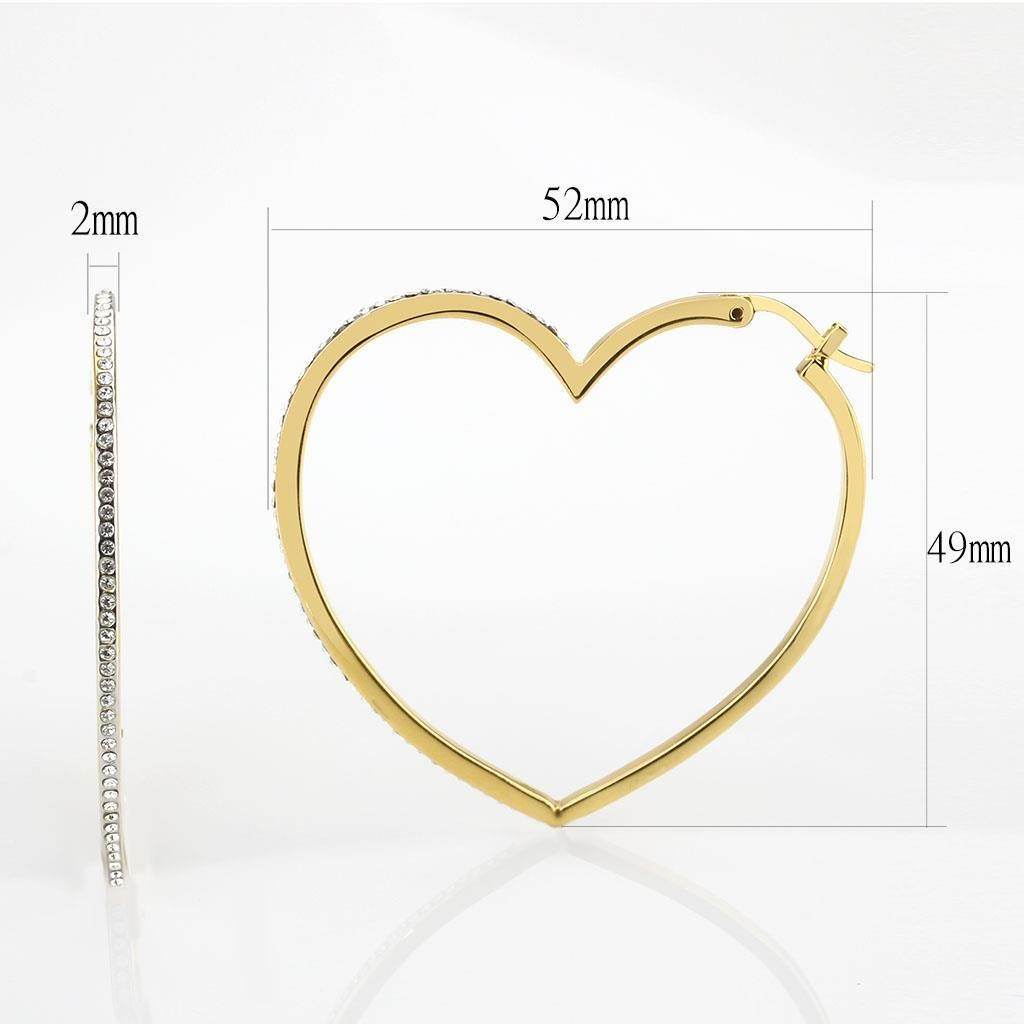 Heart shaped gold brass earrings with a sleek design and 52mm length for stylish looks