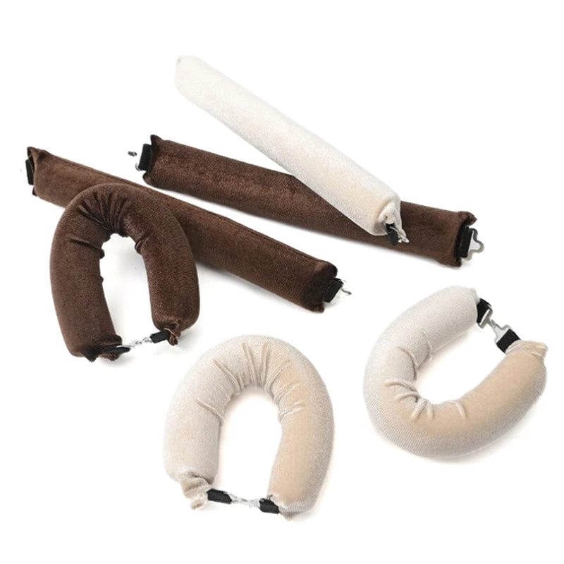 Heatless hair curler headband set in brown and beige for effortless curls