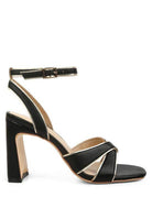 Heeri Metallic Lined Slim Block Heel Sandals - VacationGrabs
