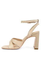 Heeri Metallic Lined Slim Block Heel Sandals - VacationGrabs