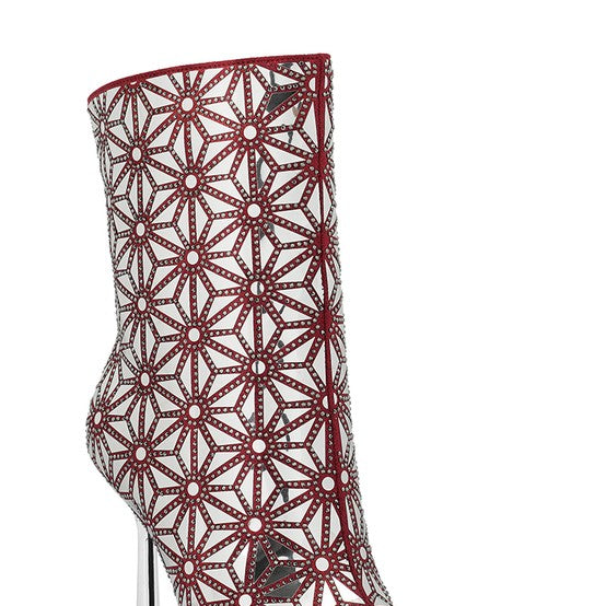 Rag Company high ankle designer boots for women featuring a unique star-patterned design and high heel