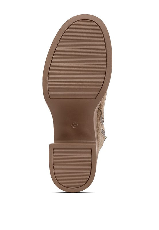 Sole of Rag Company high ankle platform boots with textured grip for stability and comfort