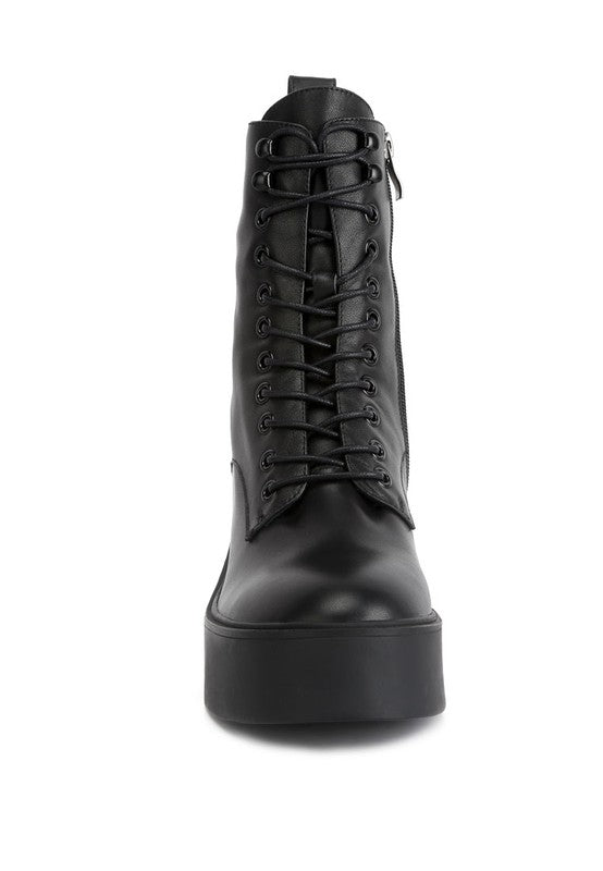 Rag Company high ankle platform boots in black with lace-up front and zipper closure for stylish comfort