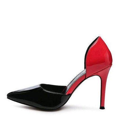 Rag Company High Heel Slip Ons in Black and Red with a pointed toe design