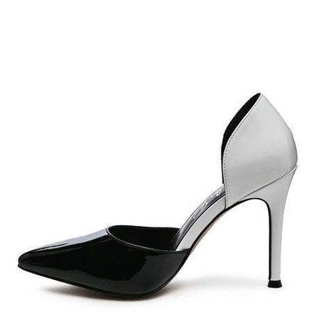 Rag Company High Heel Slip Ons in Black and Silver with a Sleek Design for Elegant Occasions