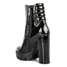 High Key Collared Patent High Heeled Ankle Boot - VacationGrabs