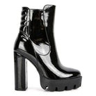 High Key Collared Patent High Heeled Ankle Boot - VacationGrabs