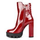 High Key Collared Patent High Heeled Ankle Boot - VacationGrabs