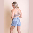 High Neck Crochet Lace Trim Bralette - VacationGrabs