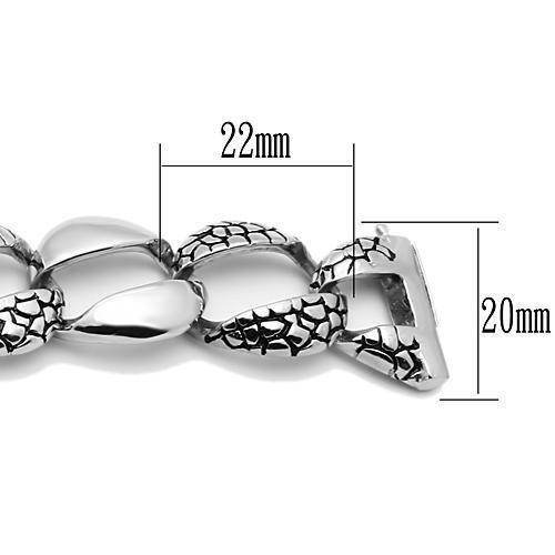 High polished men's bracelet design showing detailed links and dimensions for a stylish look