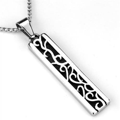 Stylish high polished men's necklace with intricate cut-out design for modern fashion.