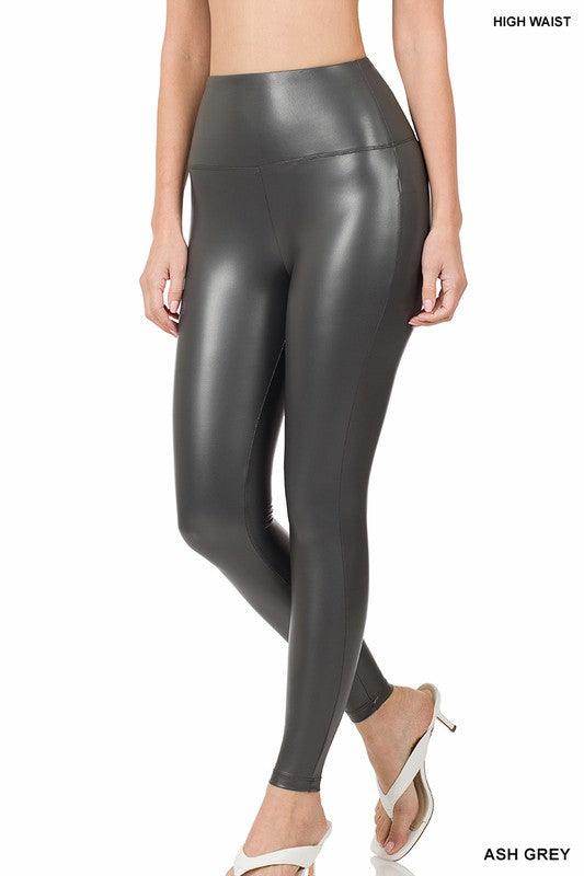 High Rise Faux Leather Leggings - VacationGrabs
